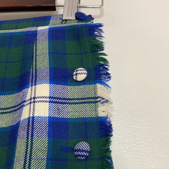 Vintage Kilt Womens Small Blue White Green Tartan Plaid Pleated Short Skirt - Picture 5 of 11